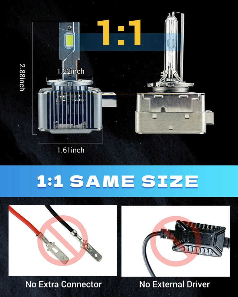 Kit de faros LED D1S D1R bombillas 180W 20000LM 6000K blanco reemplazar lámpara de conversión Foto 4 de 4