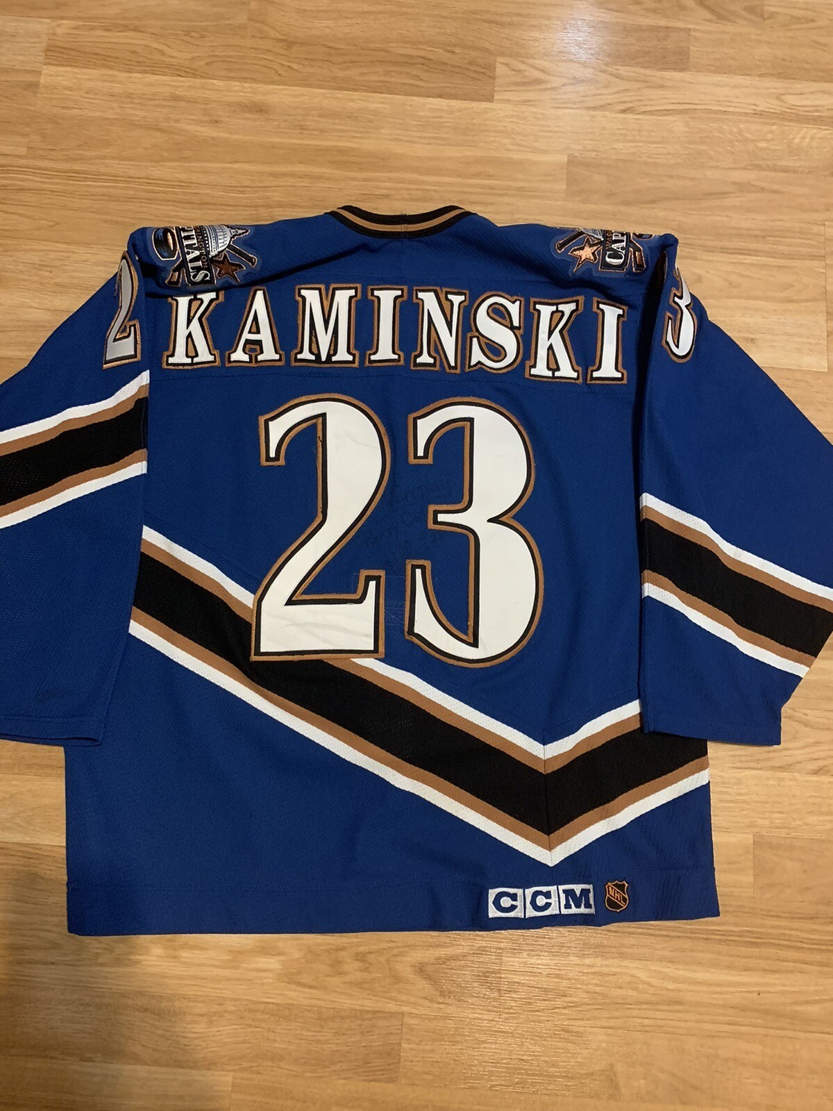 Game Worn Kaminski 1997 Screaming Eagle Washington Capitals NHL Jersey 54 Blue eBay