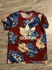 Adidas Originals x FARM Shirt Womens Floral Small Trefoil Chita Boyfriend UK 8