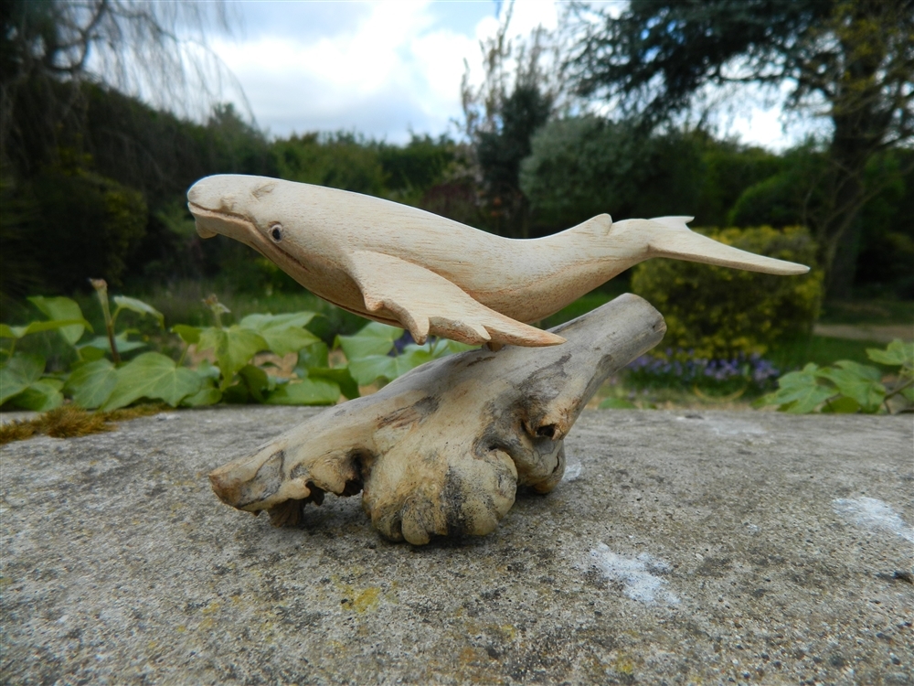 Wooden Whale Carving - Hand Carved Humpback Whale 15cm