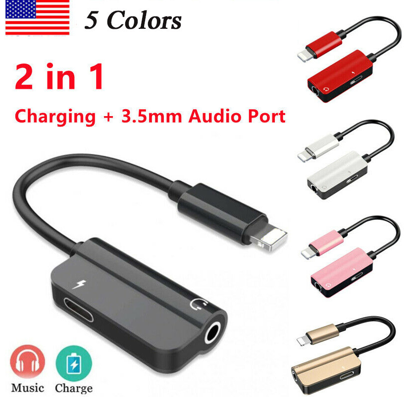 2 in 1 Audio Splitter Adapter 3.5mm Headphone Jack Adapter & Charger