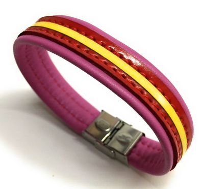 Pulsera De Piel Con Bandera De España Y Cierre De Seguridad