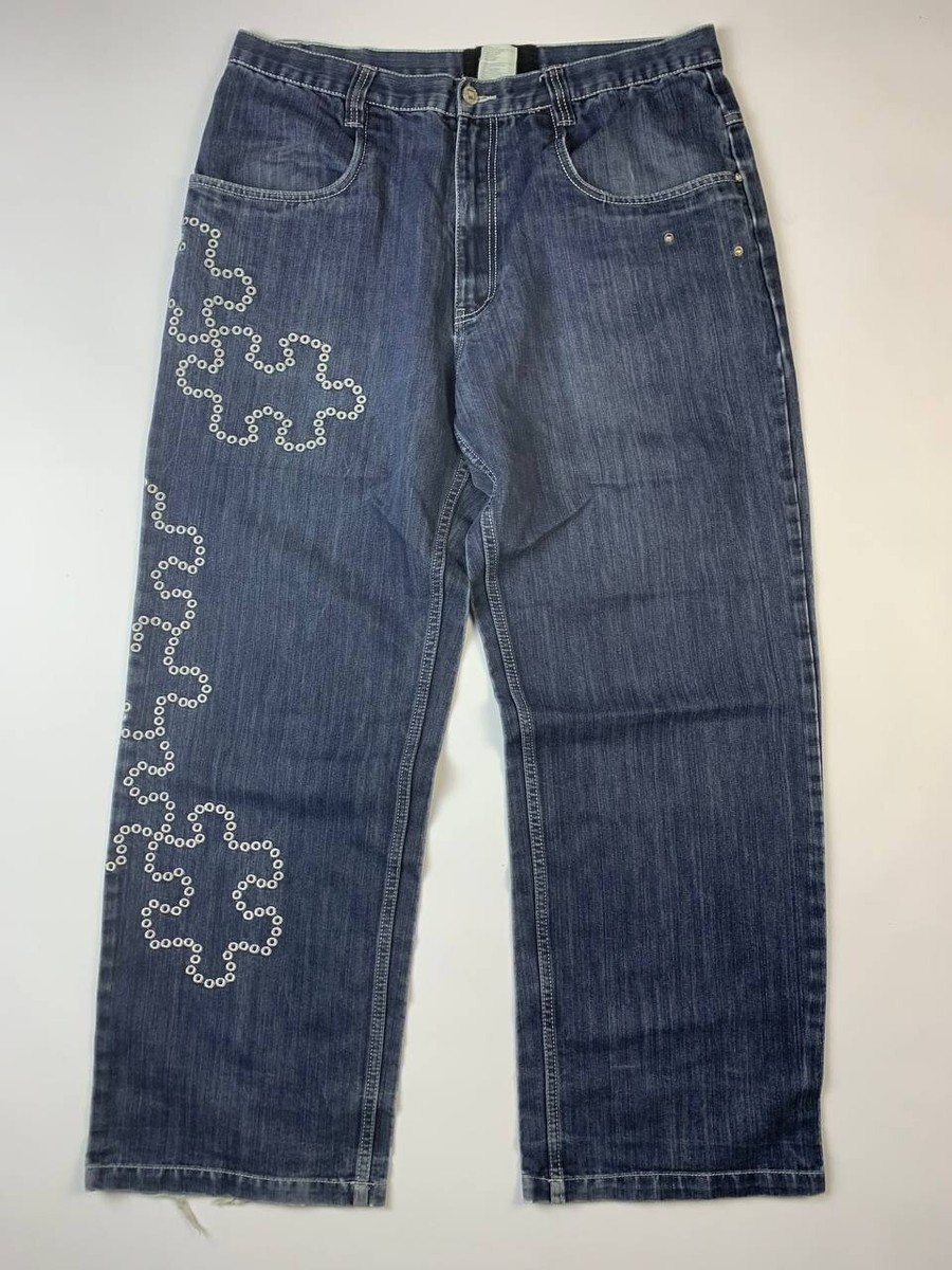 Karl kani デニム KARL KANI Wash Denim Embroidered Puzzle Baggy Jeans Size 39