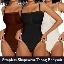 Women's Strapless Shapewear Firm Tummy Control Full Body Shaper Thong Bodysuit
