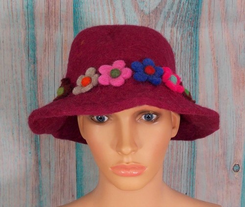 Fair Trade Felt Flower Hat Hippy Boho 