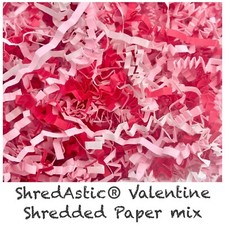 ShredAstic®  Valentine Shredded Paper Mix White Red Pink Crinkle Zig Zag Hamper