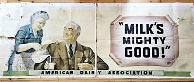 #ad Milk’s Mighty Good Amer. Dairy Assoc Large Poster Mural #x27;30 40s Continental Milk $80.00