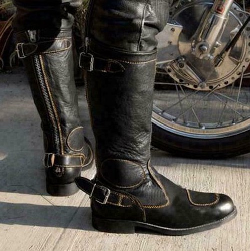 Men's New Mid Calf Boots Motorcycle 