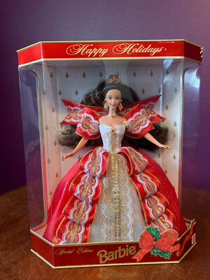 1997 Barbie Mattel Special Edition 10th Anniversary Happy Holiday NIB Green  Eyes