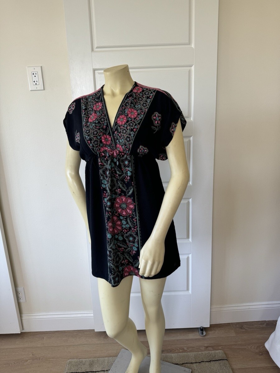 angie clothing dresses Grey Floral Short Tiered Dress with Tie Up Back Sheer top layer Angie Women's Black Floral Twist