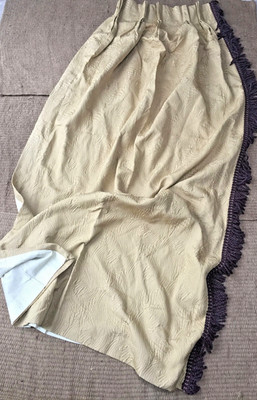1980er Jahre Maßgefertigt Gold Erhöht Swirl Design Stoff Vorhänge 48'' Bx84'' L