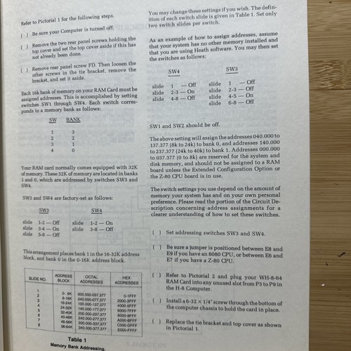 Heathkit Zenith Dynamic RAM Card WH-8-64 Operation Service Manual 595-2768-01 - Picture 6 of 10