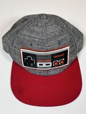 Nintendo NES Controller Snapback Hat Men's One Size Adjustable Grey Red Gaming