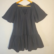 Abercrombie Fitch Black Dress Tiered Mini Short Flutter Sleeves Womens XS