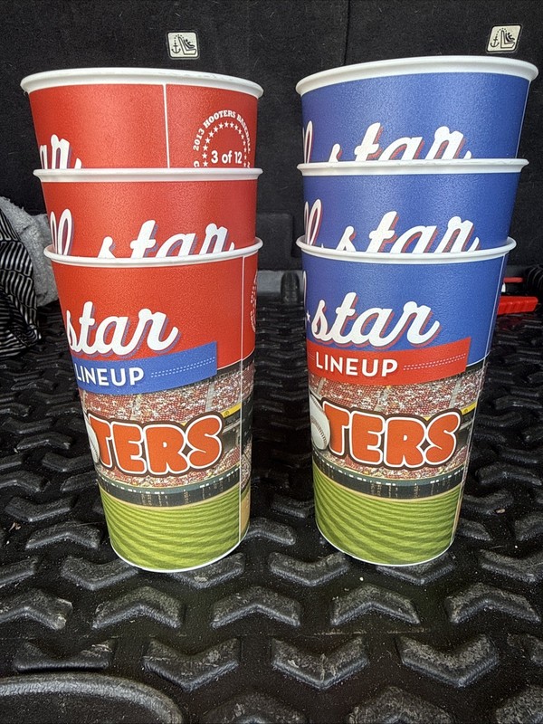 Set Of 6 Hooters Girls Baseball 2013 Collectors Edition Plastic Cups