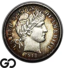 1913 Barber Dime, Beautiful Peripheral Album Toning Choice Gem BU++
