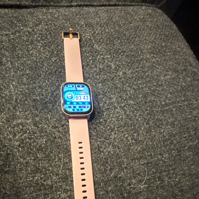 Apple Watch Series Metal Case Pink Silicone Band Touchscreen