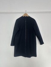Cos Boiled Wool Cocoon Coat Black Size 34 XS Oversized