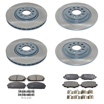 DuraGo Front Rear Disc Brake Rotors TRW Ceramic Pads Kit for Jeep Cherokee 14-15