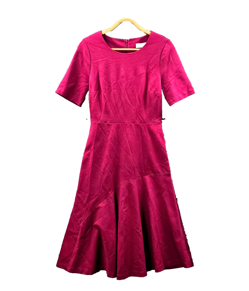 Jacqui E Dress Womens A-line Size XS Burgundy Stretch Knit Short Sleeve