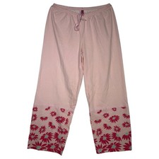 HUE Pajama Pants Womens Small Pink Floral Hem...