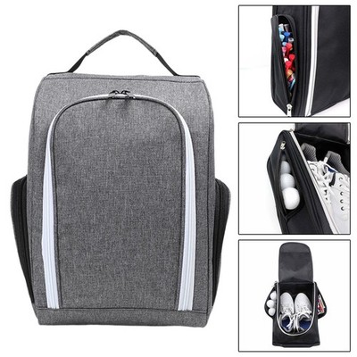 Canvas Golf Shoes Bag Travel Organizer Double Outside Pocket Zippered Design for