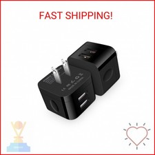 USB Wall Charger,USB Plug,2Pack Flat USBA Charger Block Charging Low Profile USB