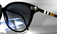 BURBERRY, chice 😎Brille, Schwarz, NOVA CHECK-Bügel + Gold, Gläser Blau/FV, TOP!