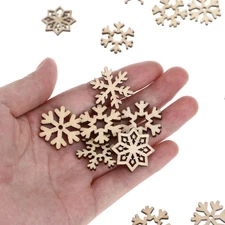 50Pcs Assorted Pattern Wooden Pieces: Wood Christmas Ornaments for Crafts, Snowf