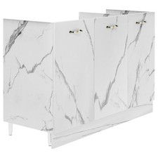 Mobile Sottolavello Cucina Componibile Mobiletto Bianco Effetto Marmo con 3 Ante