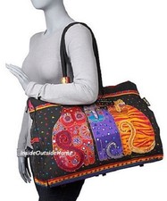 Laurel Burch Cats Feline Friends OVERSIZE Tote Travel Project Sport 18x8x14" NEW