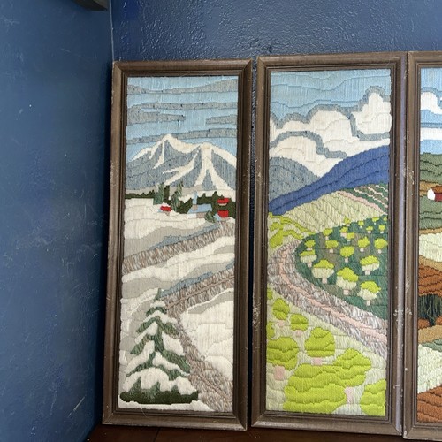 Landschaft Handarbeit Kunst Vintage grün gerahmt handgefertigt Wandkunst exquisit - Bild 2 von 23