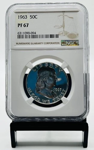 1963 NGC PF67 Proof Silver Ben Franklin Half Dollar 50c US White Coin