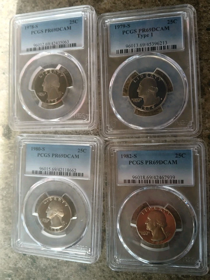 Lot Of 4 DCAM PCGS Washington Quarters 1978,79,80,82- S Proof 69 25c - Image 2 of 4
