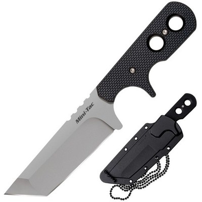 Cold Steel 49HTF Mini Tac Neck Fixed Blade Knife 3.7  AUS-8 Tanto Griv-Ex Handle