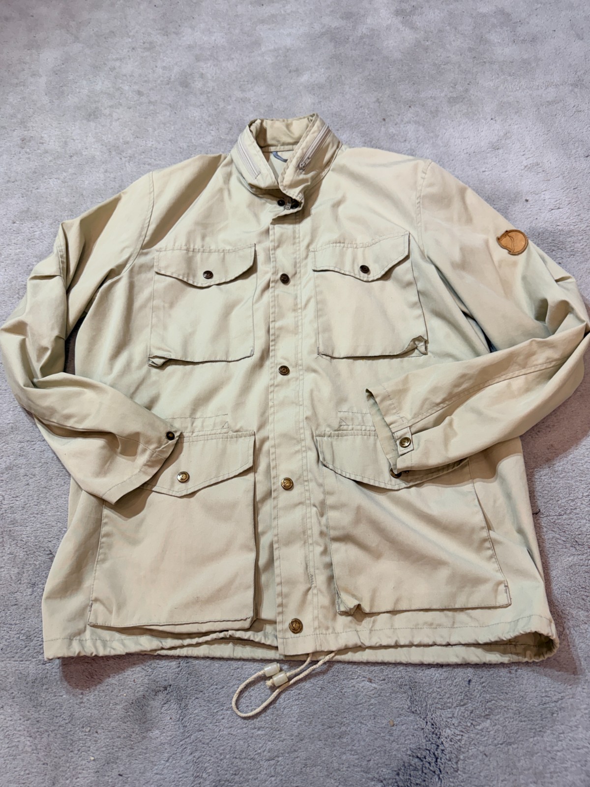 VINTAGE FJALLRAVEN G-1000 FIELD JACKET BEIGE TREKKING HIKING SIZE XL OUTDOOR