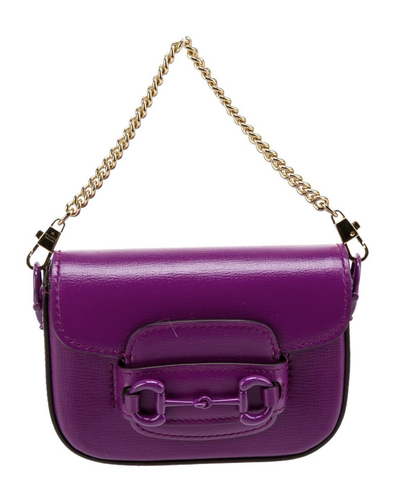 Gucci Web Horsebit 1955 Mini Bag Purple Leather Chain Crossbody Shoulder NWT Box