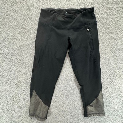 Champion Capri Leggings Women Medium Black Workout Mesh Metallic Sparkly Pull On