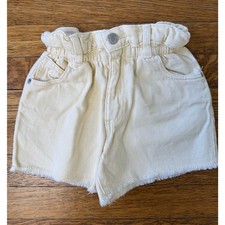 Zara Girls' Cream Paper Bag Denim Shorts Size 5