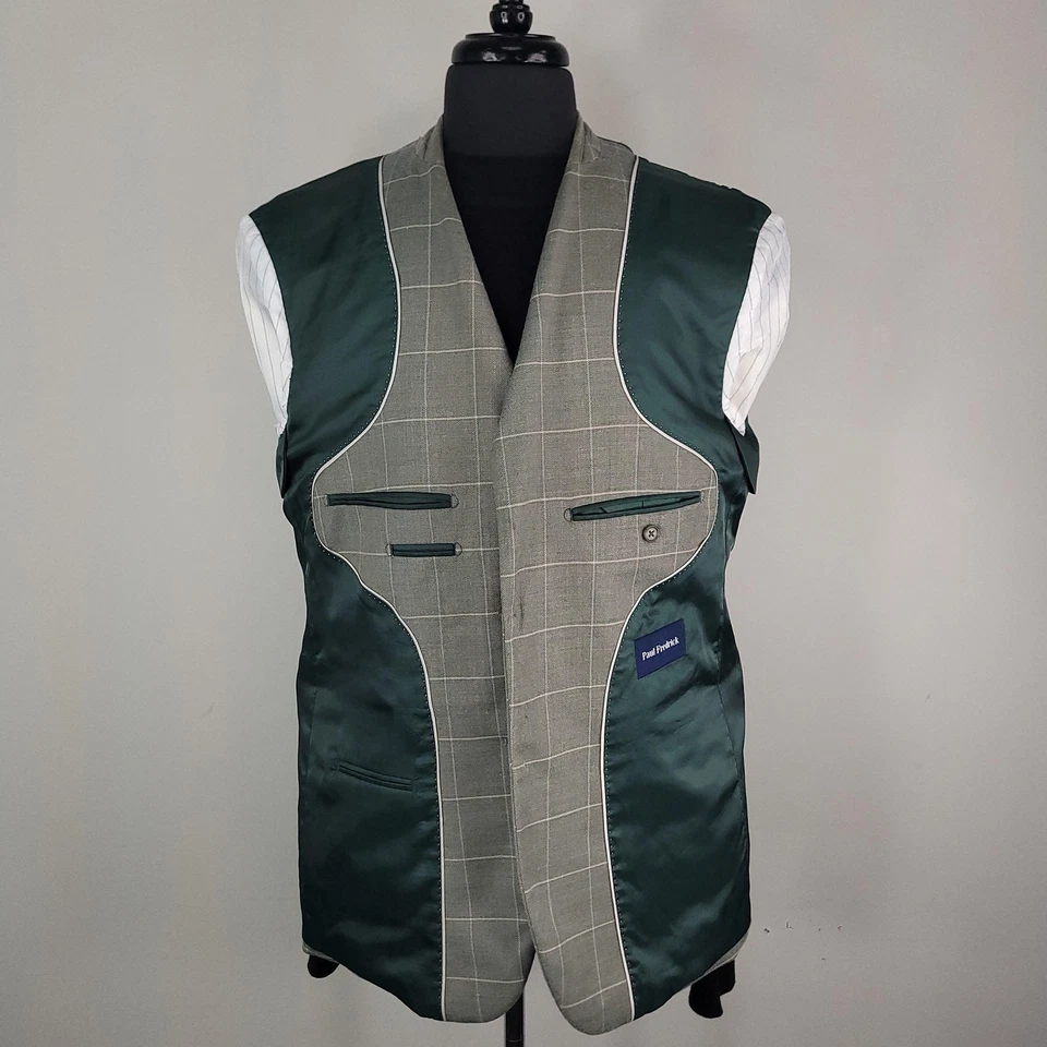 Blazer Paul Fredrick Para Hombres 42R Oliva Ventana Lana Seda Dos Botones RFM300J Foto 4 de 4