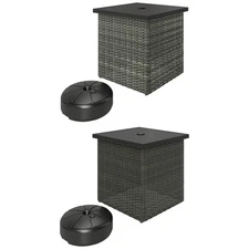 Outsunny Wicker Side Table, Square PE Rattan Outdoor End Table