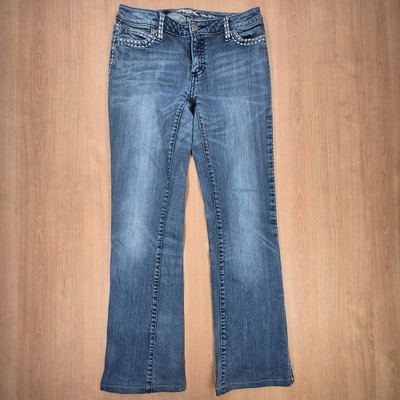 Wrangler Rock 47 Bootcut Jeans Damen W28 L30 S 36 Low Rise Western Strass Bling