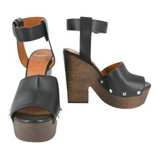Givenchy Sofia Black Studded Leather Wood Pla...