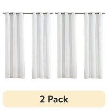  2 pack Blackout Curtain Panel with Sheer Overlay, 1 Panel, White,37" W x 84" L