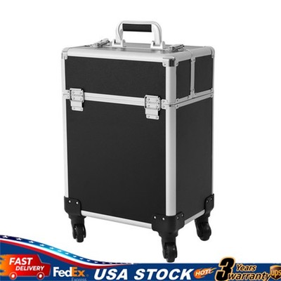 Rolling Makeup Train Case Salon Beauty Cosmetic Trolley Box Storage Organizer