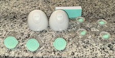 Elvie Double Electric Breast Pump Hands-free w/ Pumping Kit Bottle White Mint
