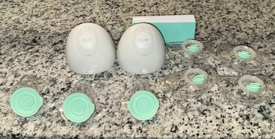 Elvie Double Electric Breast Pump Hands-free w/ Pumping Kit & Bottle White Mint 