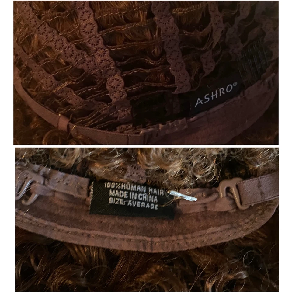 Human Hair Kinky Curly Afro Honey Brown Highlighted Ombre Wig - NWT - A805W-2 - Image 4 of 4