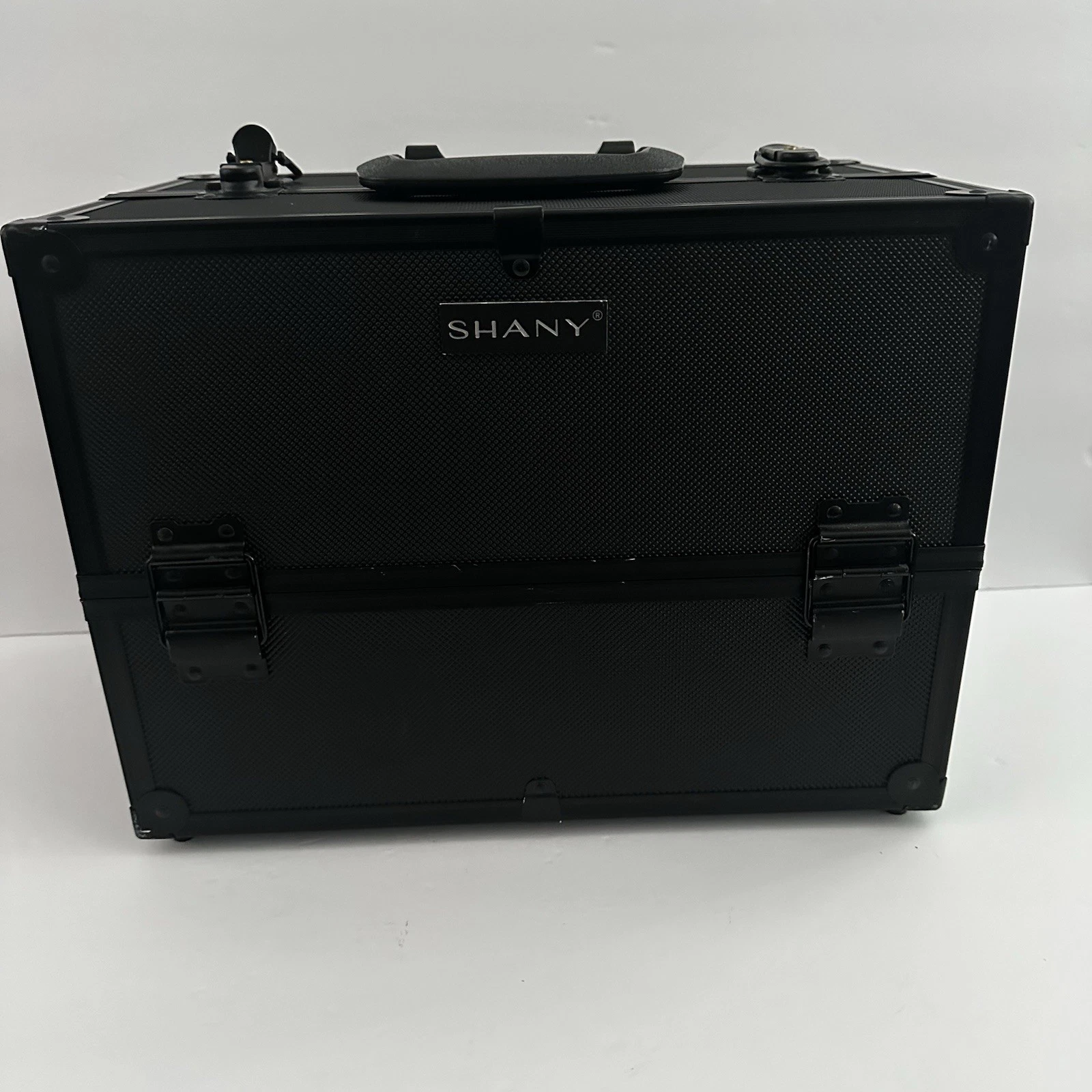 SHANY Professional Makeup Train Case Black Cosmetic Organizer Strap Keys Divider