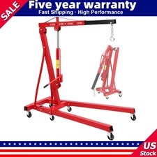 Folding Hydraulic Engine Hoist 2 Ton Cherry Picker Shop Crane with 6 Casters